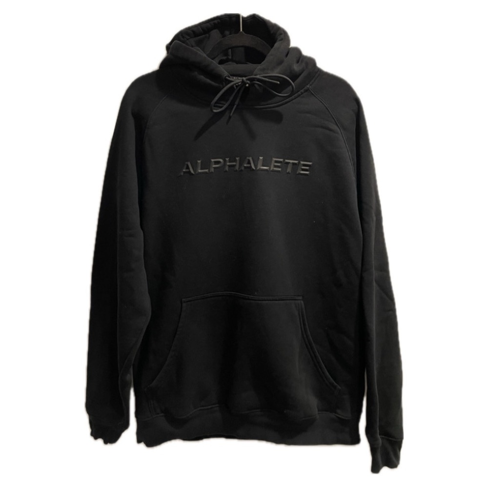 🔥 Alphalete Men’s Black Sweatshirt Large w/ 3D Lettering | Gym & Streetwear